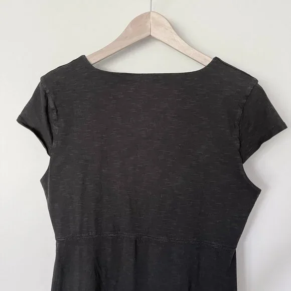 Toad & Co Dress Size Large Rosemarie Cap Sleeve Knee Length Black Organic Cotton - Picture 7 of 10